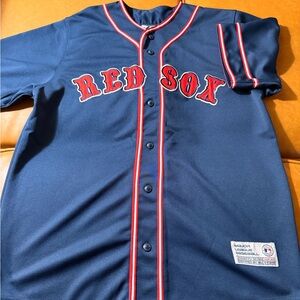 MLB Boston Red Sox Navy Button-Up Jersey with Red Trim